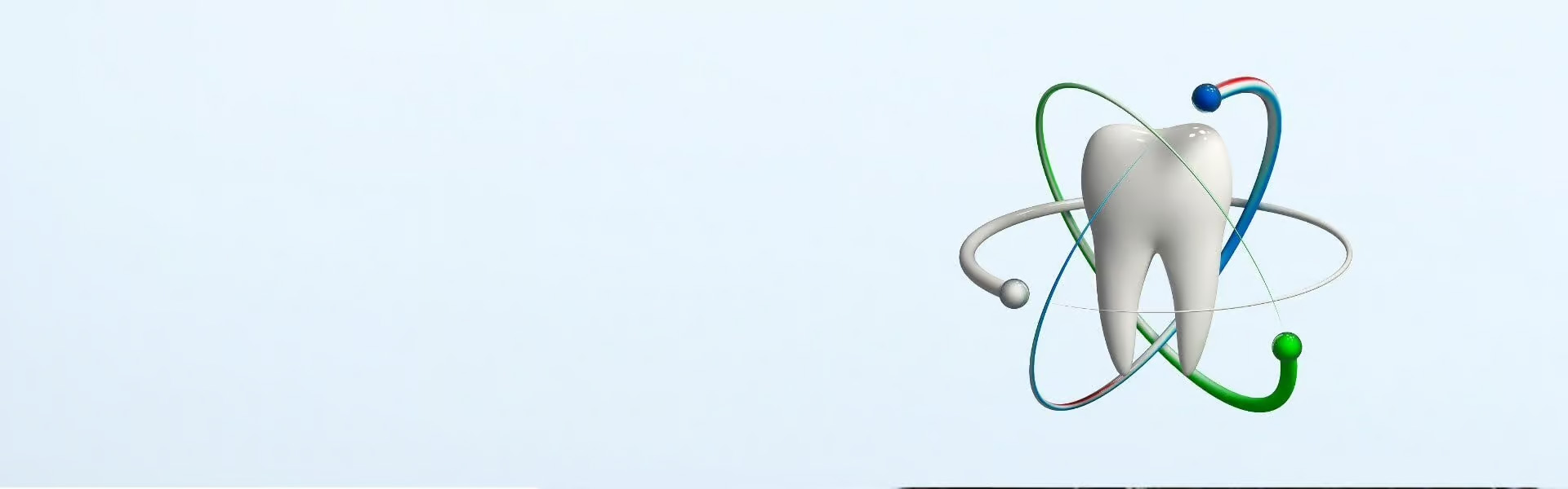 The image displays a graphic with an abstract design featuring various shapes and colors, including a prominent white tooth-like shape at the center, set against a white background.