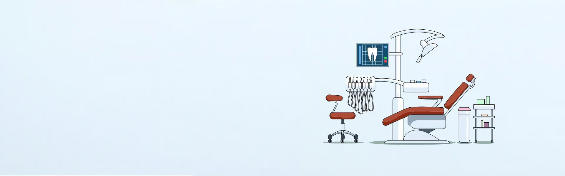 The image shows a cartoon-style representation of an office environment with various items such as a computer desk, chair, keyboard, mouse, and a red stapler.